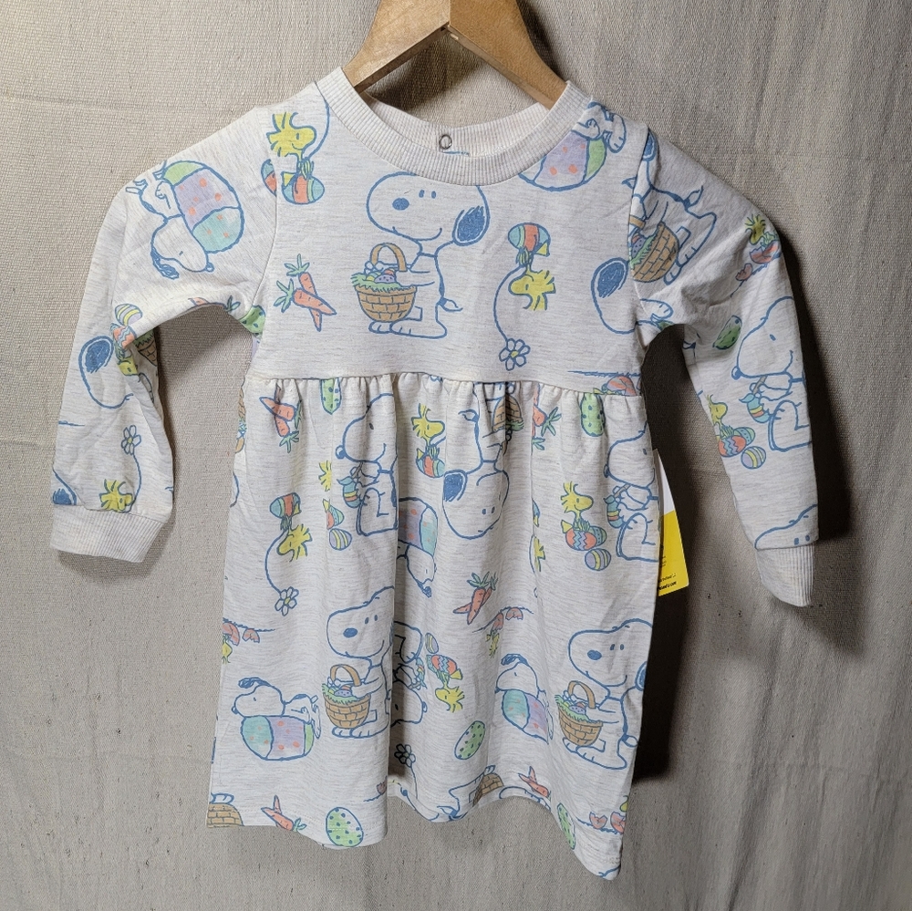NWT girls 3T Peanuts Snoopy & Woodstock Easter Egg & basket dress brand new.
